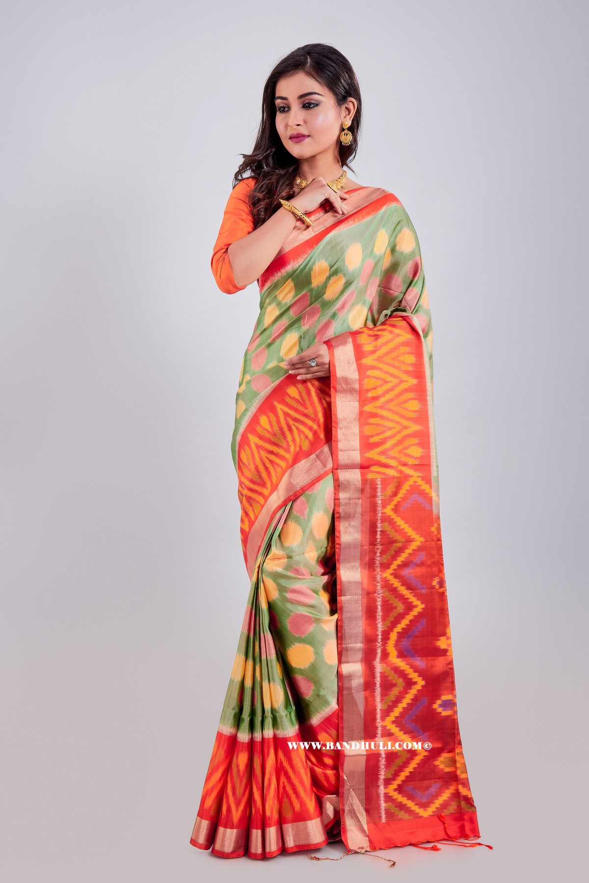 Pista Green Mulberry Silk Saree